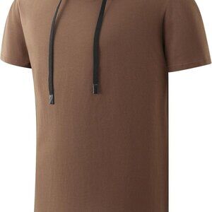 Men's Oversized Longline Hooded T-Shirt 190GSM Cotton Coffee XL Streetwear